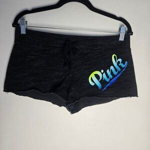 PINK Victoria's Secret Black‎ Heathered Logo Drawstring Shorts Women's Size S